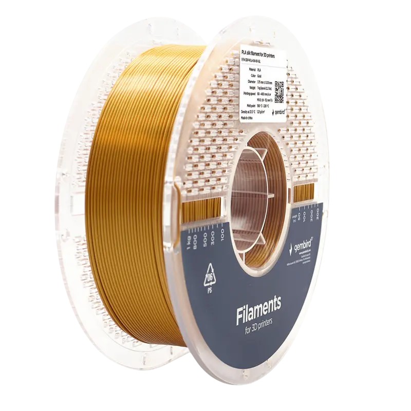 PLA 1.75 mm Filament Silk Gold, 1 kg, Gembird, 3DP-PLA-SK-01-GL