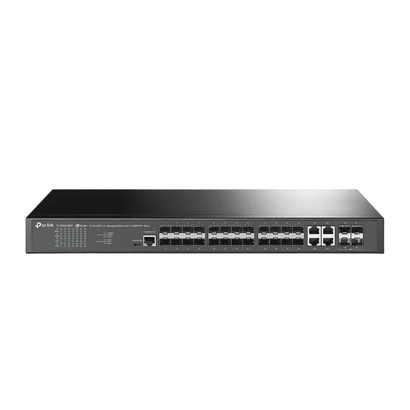 Switch 24-ports SFP L2+ TP-Link TL-SG3428XF, 20xSFP, 4xSFP/RJ45, 4x10G SFP+, 1xRJ45 console, 1xMicroUSB console, 2xPSU