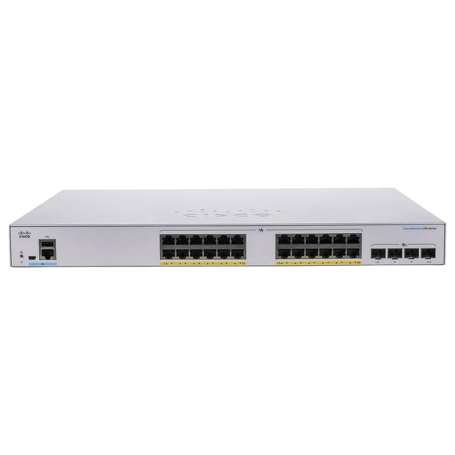 24-port Gigabit PoE Smart Switch Cisco CBS250-24P-4X, 4 x 10G SFP+