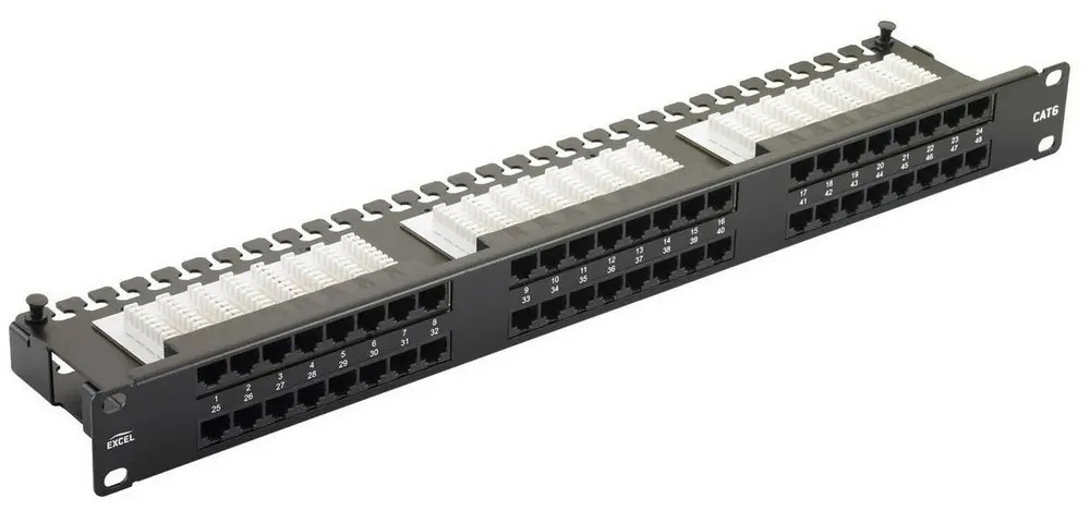 Патч-панель 48 ports UTP Cat.6 patch panel, 2U, LY-PP6-05, 19" Krone & 110 Dual