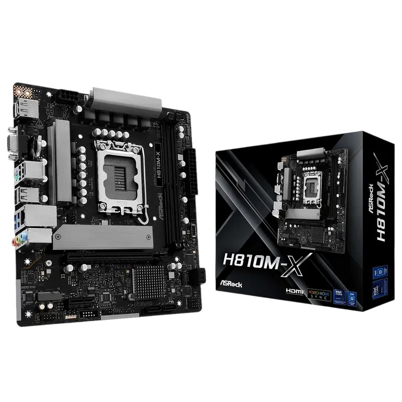 Placă de bază ASRock H810M-X, LGA1851, Intel H810, Micro-ATX