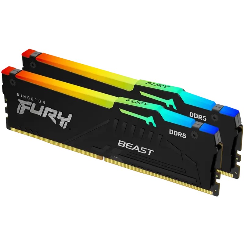 Оперативная память Kingston FURY Beast RGB, DDR5 SDRAM, 5600 МГц, 16Гб, KF556C36BBEAK2-16