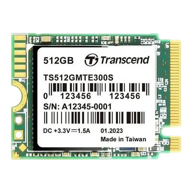 .M.2 NVMe SSD 512GB Transcend 300S [30mm, PCIe 3.0 x4, R/W:2000/1100MB/s, 90/190K IOPS, 200TBW]