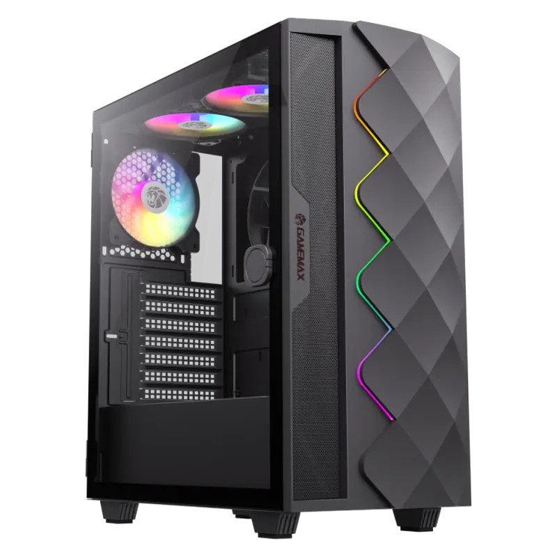 Компьютерный корпус Gamemax Diamond CP BK, Midi-Tower, Без блока питания, Чёрный