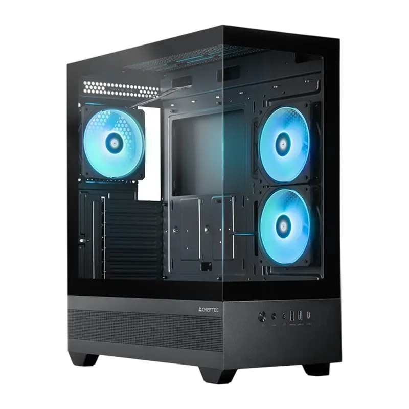 Carcasă PC Chieftec Vista, Midi-Tower, Fără PSU, Negru