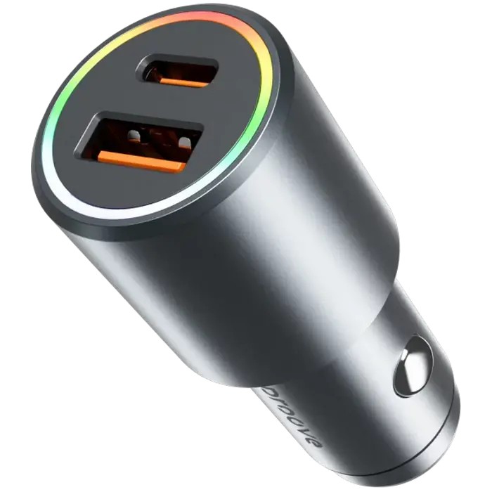 Car Charger Proove Double Energy Plus 53W (USB + Type-C) Metal Gray