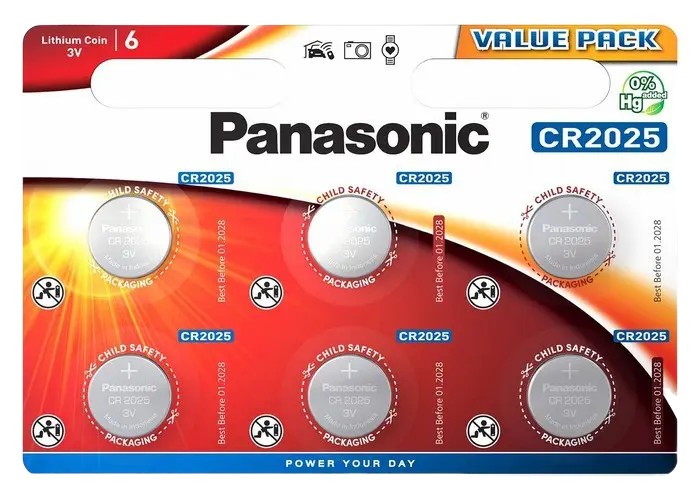 Baterii rotunde Panasonic CR-2025EL, CR2025, 6buc.