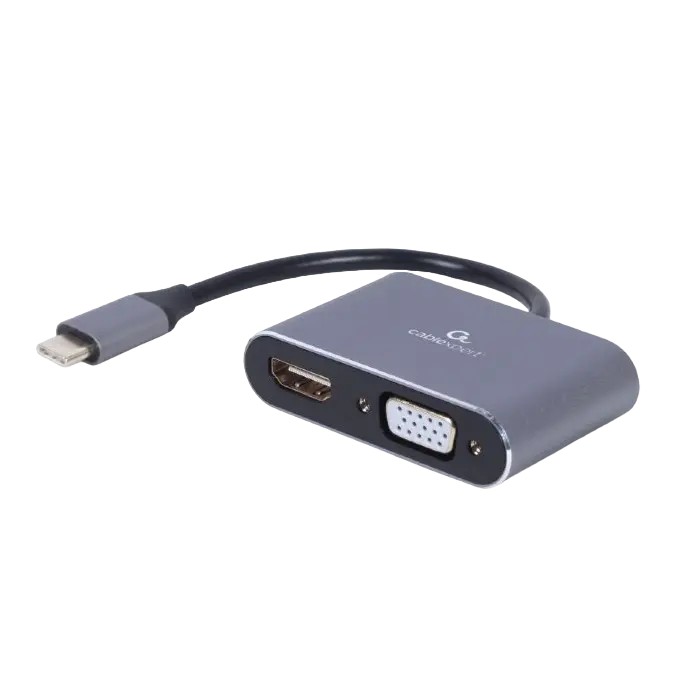 Adaptor Video Cablexpert A-USB3C-HDMIVGA-01, USB Type-C - VGA, HDMI, Gri