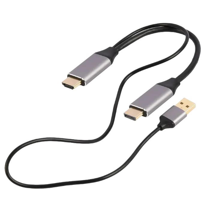 Переходник Cablexpert A-HDMIM-DPM-01, HDMI - DisplayPort, USB Type-A, 2м, Черный