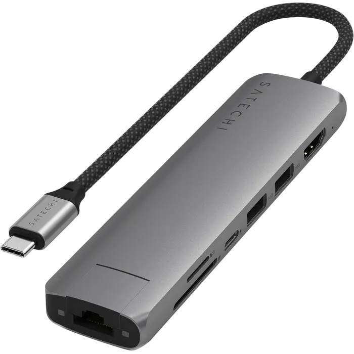 Satechi 7-in-1 USB-C Slim Multiport, USB-C3.2, Out: USB-C PD 80W, USB-A 3.2, HDMI 4K@60Hz, Ethernet