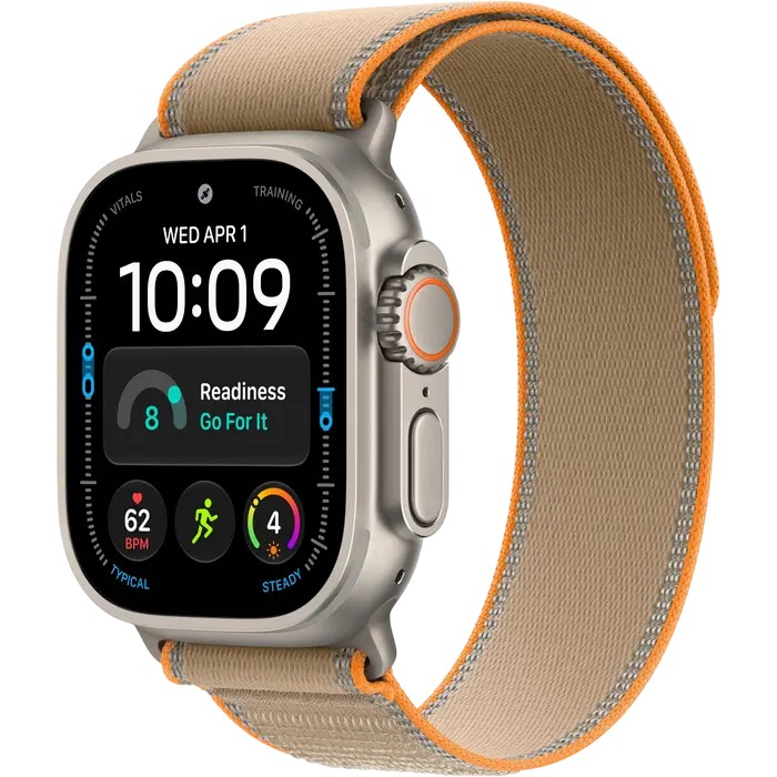 Apple Watch Ultra 4 GPS + Cellular, 49mm Natural Titanium Case with Sand Trail Loop - S/M MJAJ4