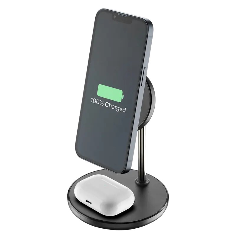 Беспроводная зарядка Cellularline Mag Duo, 7.5Вт, Чёрный