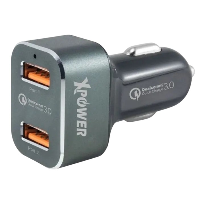 Incărcător auto Xpower 2.1A, 2USB + Micro USB Cable, Negru