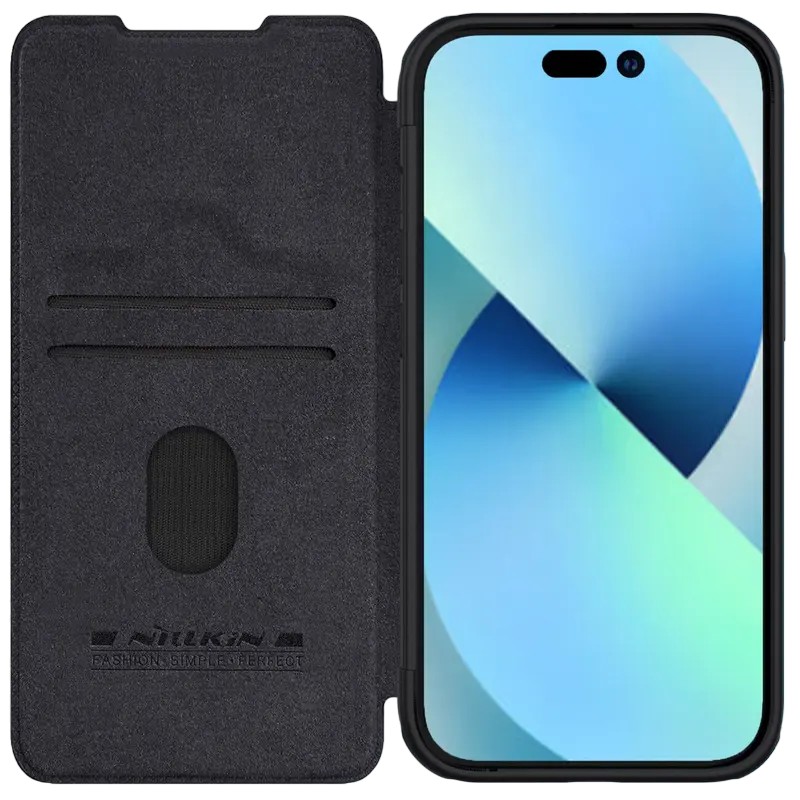 Husă tip carte Nillkin iPhone 15 Plus - Qin Pro, Negru