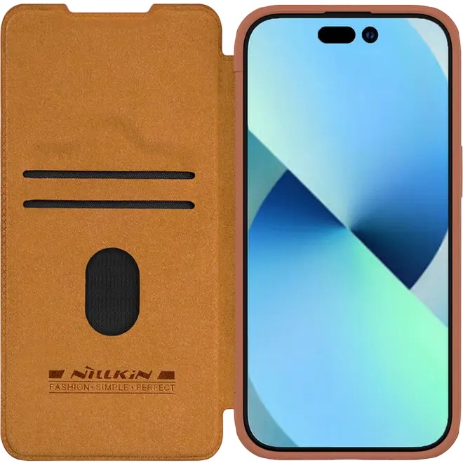 Чехол книжка Nillkin iPhone 15 Plus - Qin Pro, Коричневый
