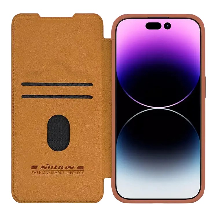 Чехол книжка Nillkin iPhone 15 Pro Max - Qin Pro, Коричневый