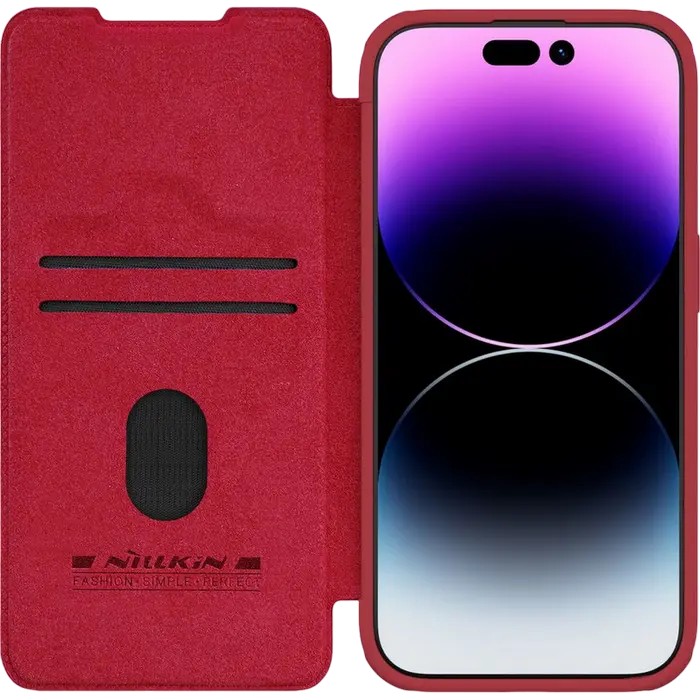 Husă tip carte Nillkin iPhone 15 Pro - Qin Pro, Roșu