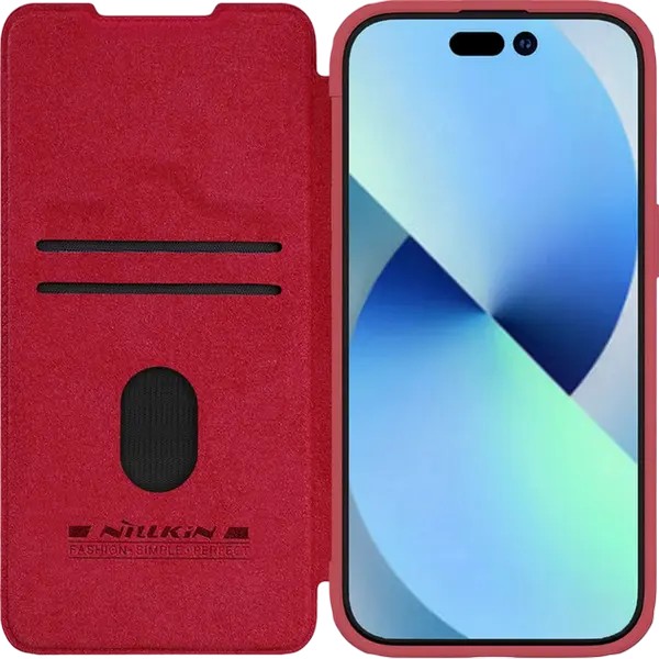 Husă tip carte Nillkin iPhone 15 Pro Max - Qin Pro, Roșu