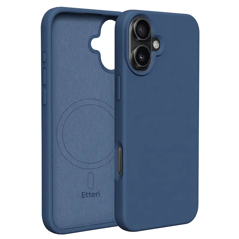 Чехол Etteri Silicone Mag case для iPhone 16, Темно-синий