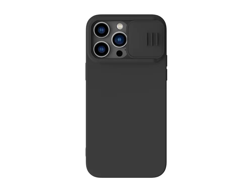 Husă Nillkin iPhone 14 Pro, CamShield Silky Silicone, Negru