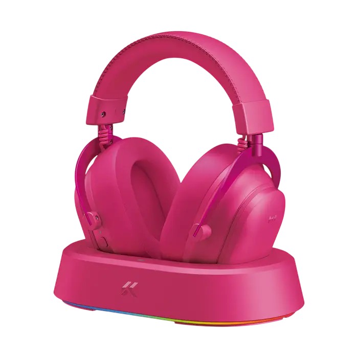 Căști gaming MCHOSE V9 Turbo Plus, Fără fir/Cu fir, Berry Red